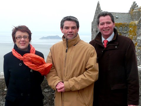 Odile Le Crosnier, Gabriel Daube et Rodolphe Thomas au Mont-Saint-Michel