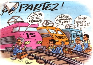 Train Chaunu PS Laurent Beauvais, Modem Rodolphe Thomas et UMP Jean-François Legrand
