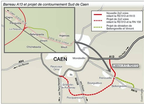 Barreau A13 et projet de contournement Sud de Caen, RD 613, RN 158 et déviation Bellengreville et Vimont Barreau A13 et projet de contournement Sud de Caen, RD 613, RN 158 et déviation Bellengreville et Vimont