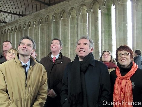 Odile Le Crosnier, Gabriel Daube, Rodolphe Thomas et François Bayrou au Mont-Saint-Michel Odile Le Crosnier, Gabriel Daube, Rodolphe Thomas et François Bayrou au Mont-Saint-Michel