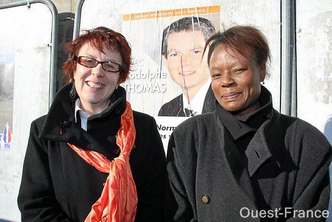 Odile Lecrosnier (à gauche), tête de liste du Modem dans l'Orne avec Sarah Brière, agricultrice à Mantilly, 9e sur la liste ornaise.